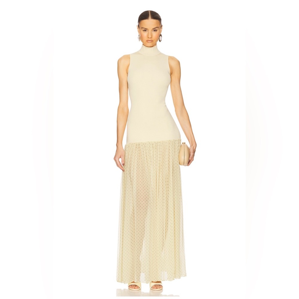 NWT HELSA Helsa Costanza Gown in butter yellow polka dot - Picture 10 of 17